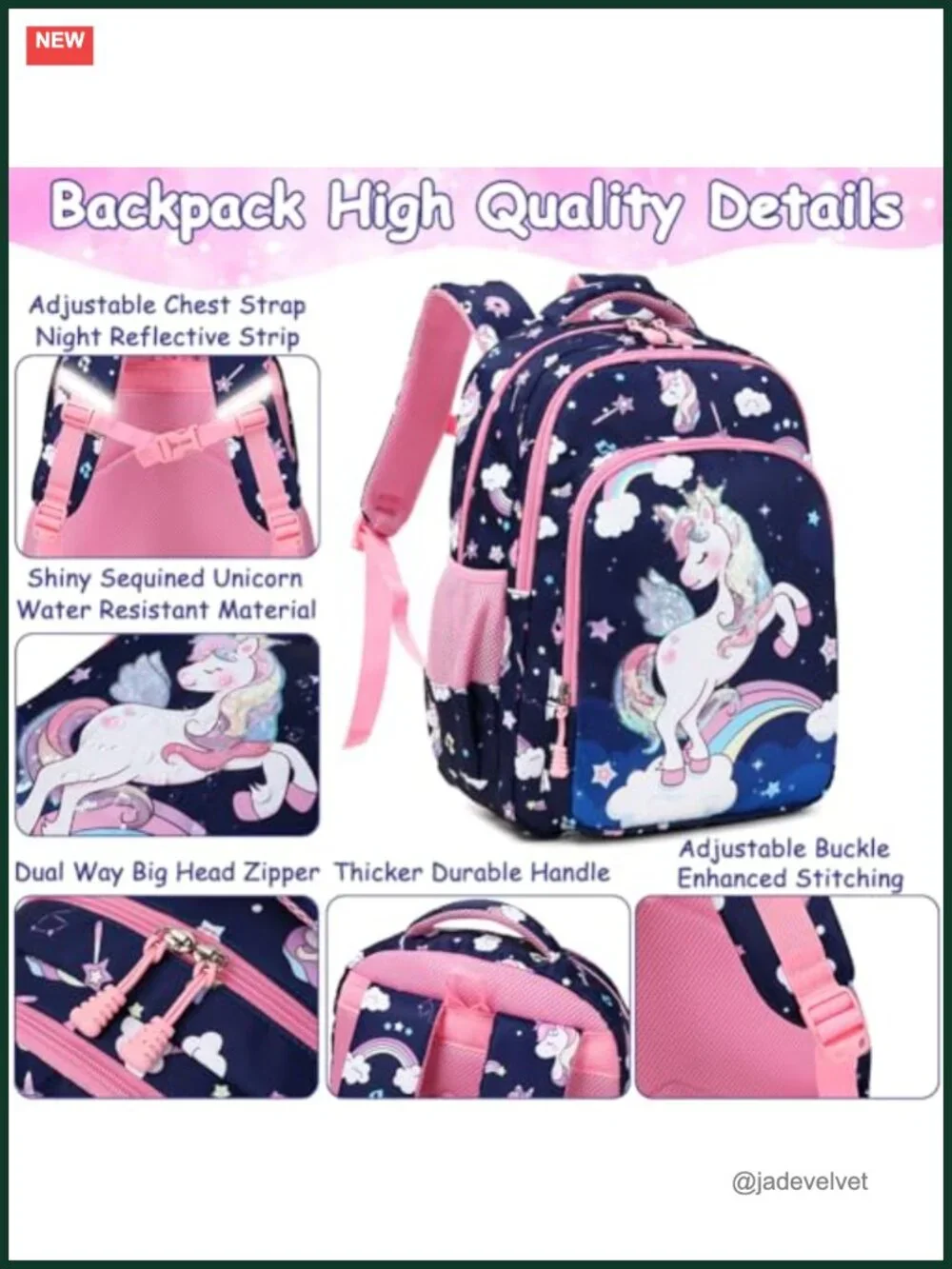 Girls Backpack Set with Lunch Bag & Pencil Case Water Resistant